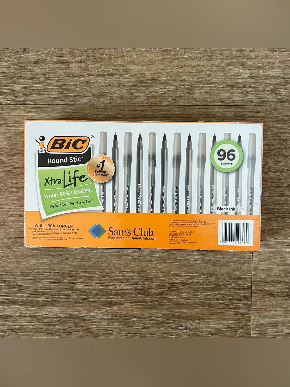 NWT BIC Round Stic Xtra Life, Medium Point, 96 ct., Black
